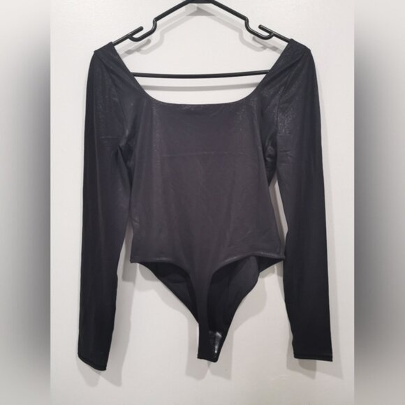 NWT Wundermost UltraSoft Nulu SquareNeck LongSleeve BodysuitShine Black M - Picture 10 of 13